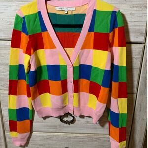 English Factory Colorblock 70s Multicolor Cardigan - Size Medium